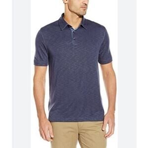 Van Heusen Short Sleeve Polo Shirt XL Navy Blue Rayon Blend